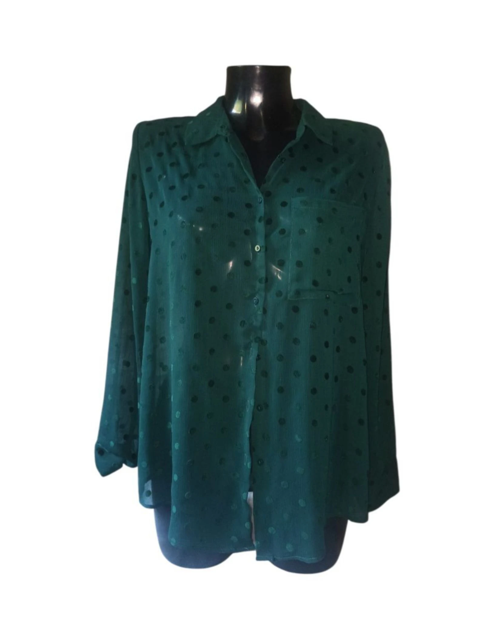 Blusa camisera verde esmeralda – photo 9